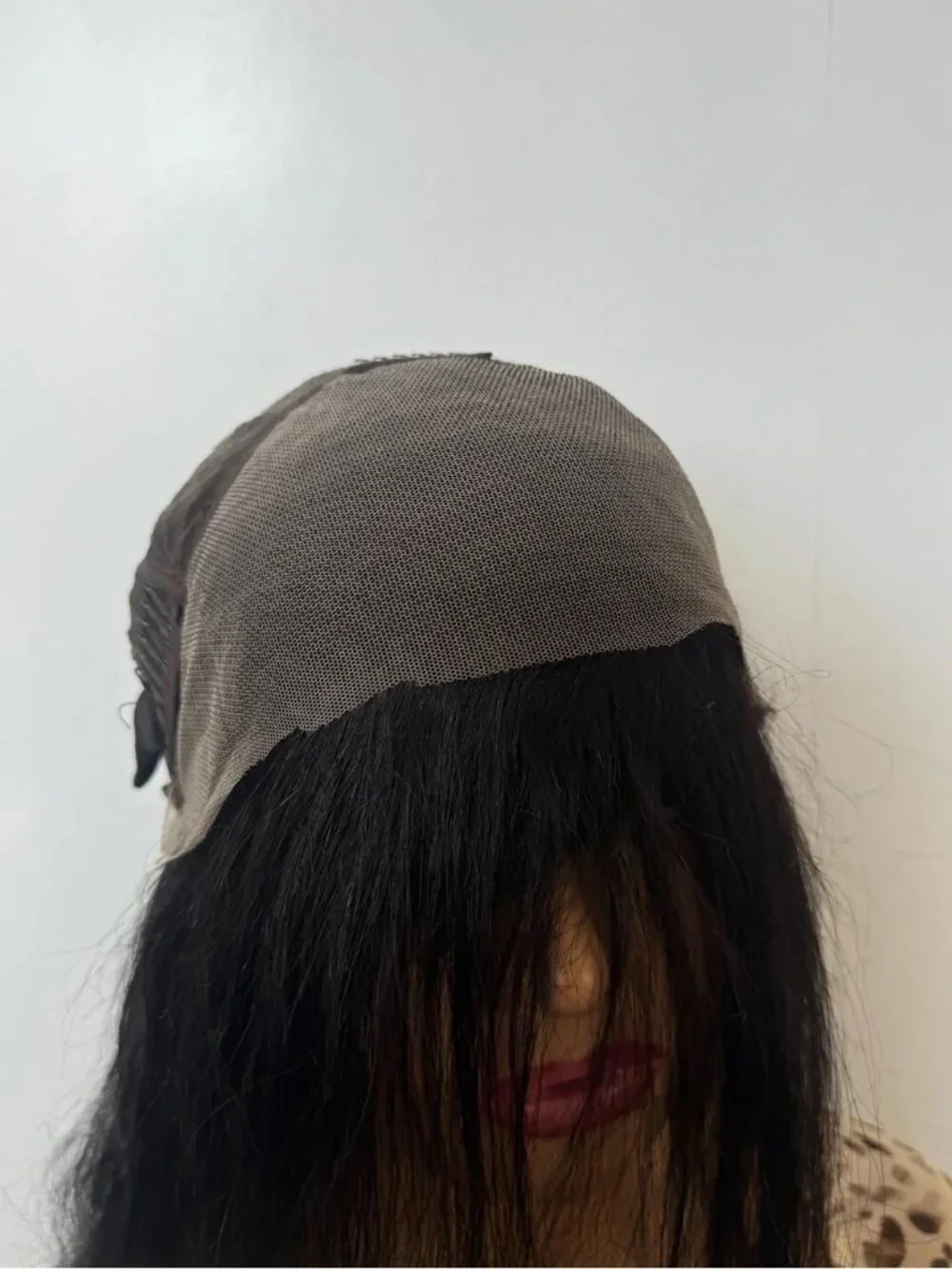 Human Hair Blend Lace Front Wig Long Wavy Black Part Heat Resistant